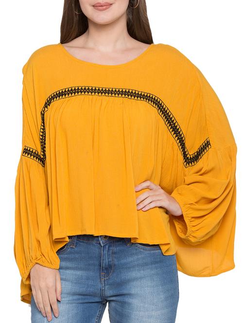 oversized embroidered top with back tie up - 15269338 - Very Small Image - 1