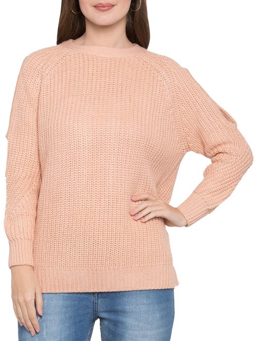 open back knitted slit sleeve pullover - 15269352 - Very Small Image - 1