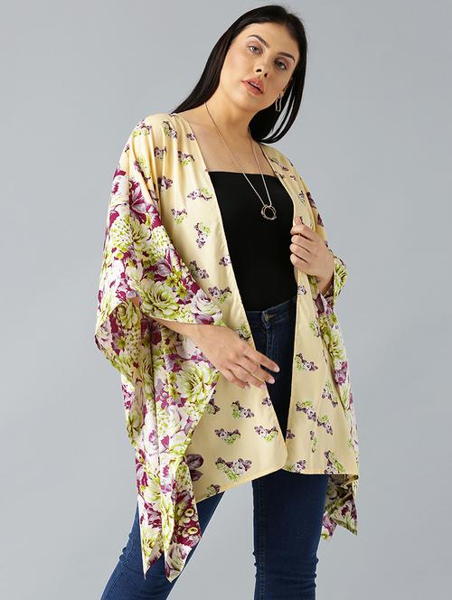 kimono sleeved floral shrug - 15270174 - Very Small Image - 1