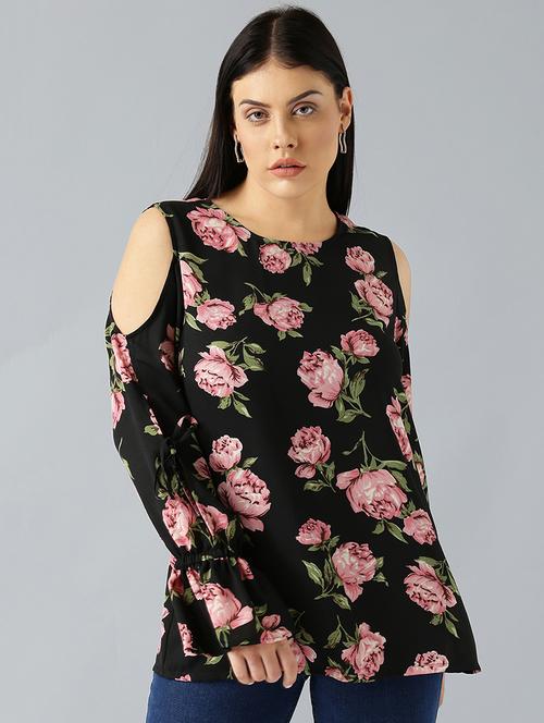 cold shoulder floral plus top - 15270202 - Very Small Image - 1