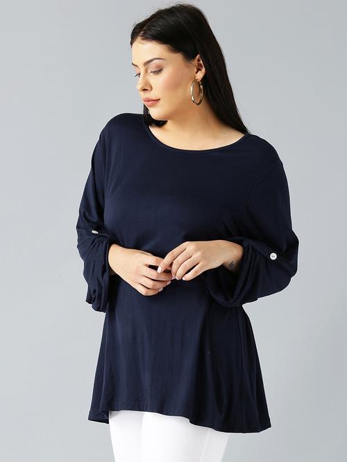round neck button detail solid top - 15270207 - Very Small Image - 1