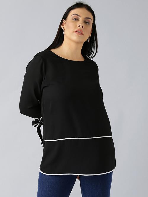 women's straight round neck top - 15270208 - Very Small Image - 1