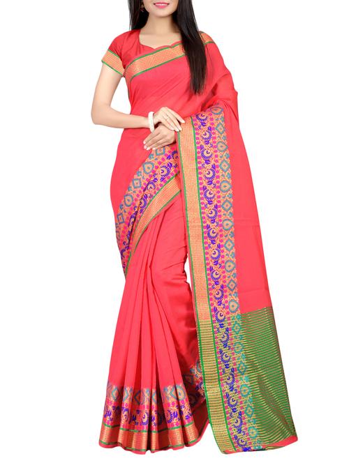 pink silk bordered saree with blouse - 15270222 - Very Small Image - 1