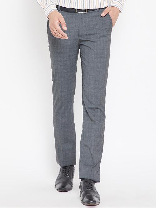 grey polyester blend flat front formal trouser - 15270512 - Very Small Image - 1