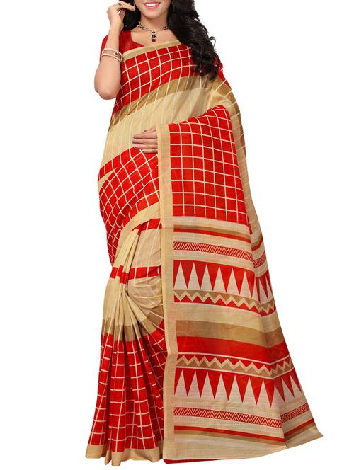 red cotton silk bhagalpuri saree with blouse - 15270591 - Very Small Image - 1