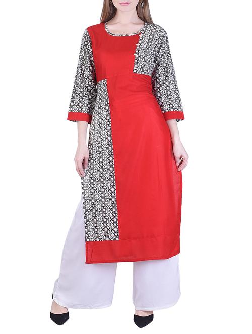 red cotton kurta palazzo - 15272240 - Very Small Image - 1