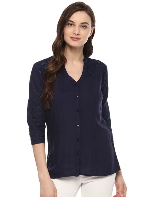 solid navy blue rayon top - 15273727 - Very Small Image - 1