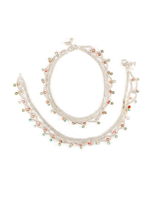 silver plated anklets and payal - 15273772 - Very Small Image - 1