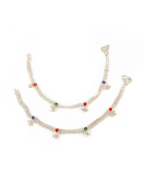 silver plated anklets and payal - 15273773 - Very Small Image - 1