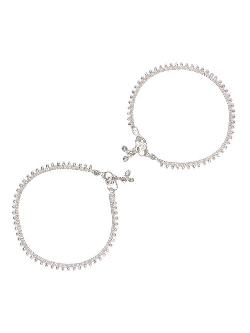 silver plated anklets and payal - 15273787 - Very Small Image - 1