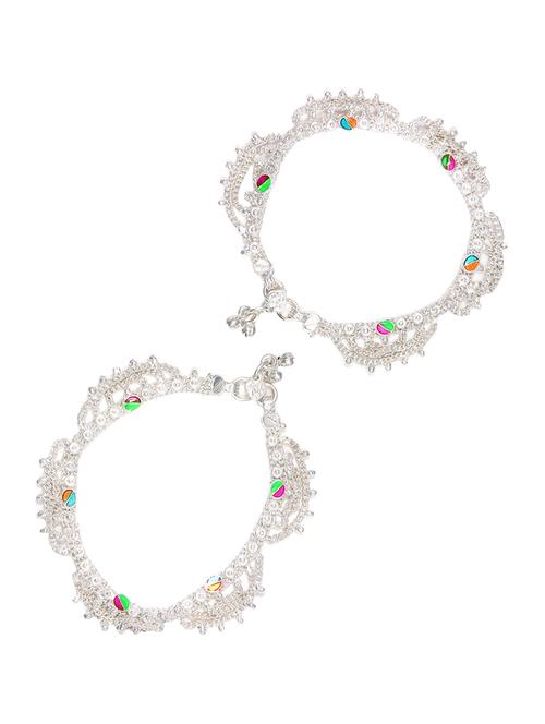 silver plated anklets and payal - 15273803 - Very Small Image - 1