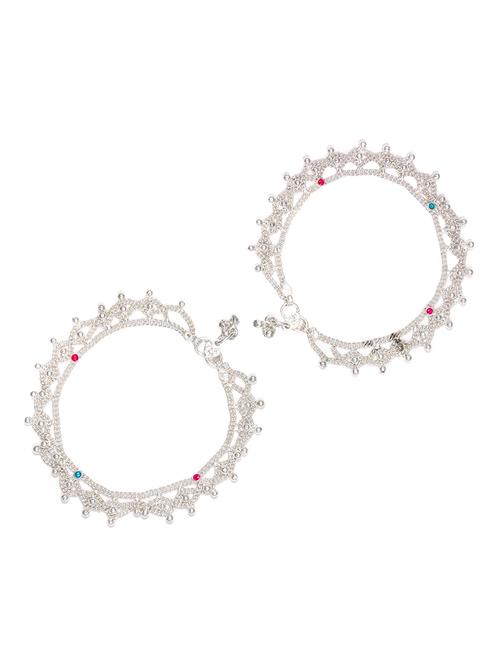 silver plated anklets and payal - 15273811 - Very Small Image - 1