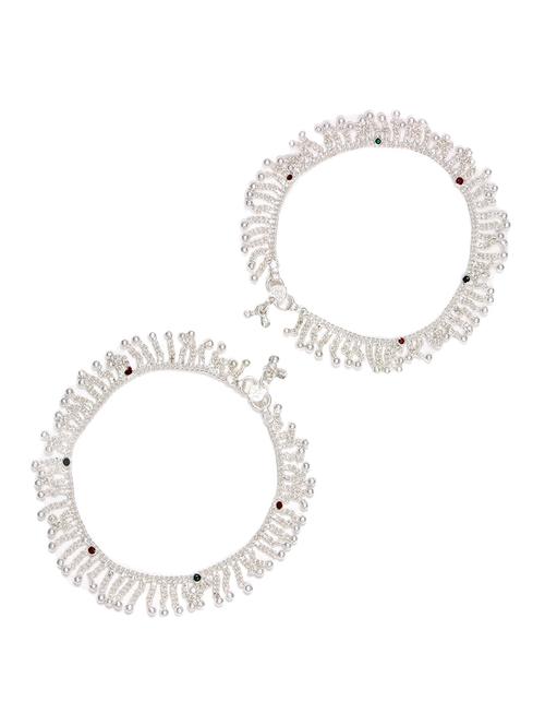 silver plated anklets and payal - 15273812 - Very Small Image - 1