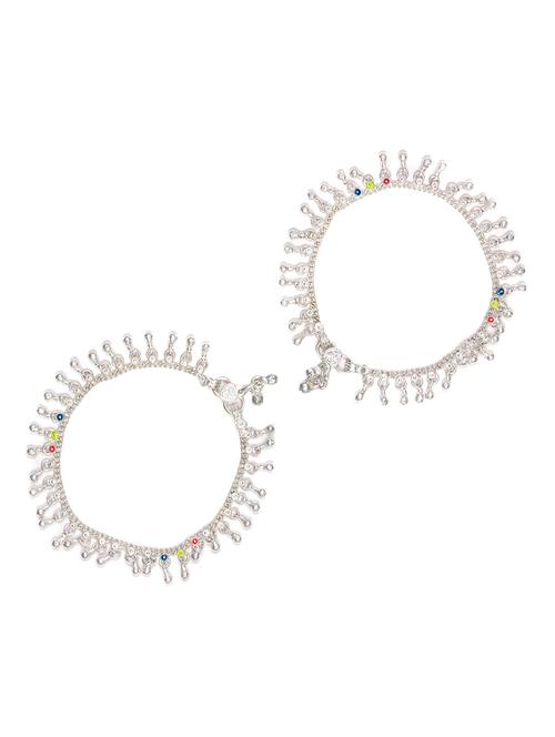 silver plated anklets and payal - 15273814 - Very Small Image - 1