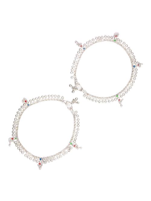 silver plated anklets and payal - 15273815 - Very Small Image - 1