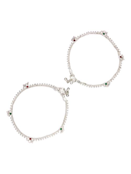 silver plated anklets and payal - 15273816 - Very Small Image - 1