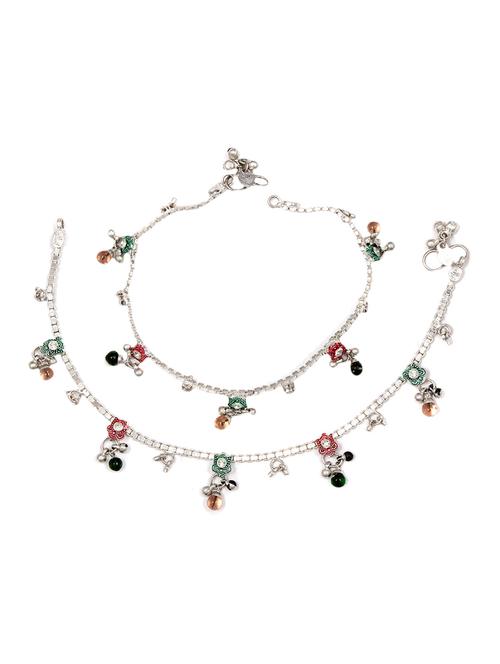silver plated anklets and payal - 15273822 - Very Small Image - 1