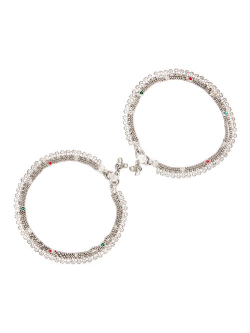 silver plated anklets and payal - 15273823 - Very Small Image - 1