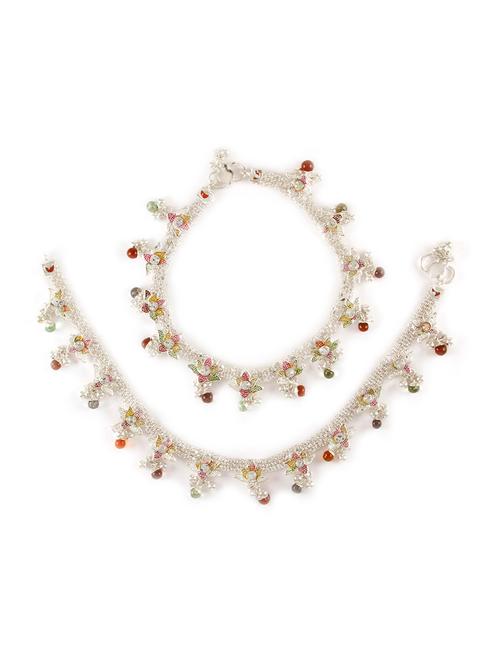 silver plated anklets and payal - 15273826 - Very Small Image - 1