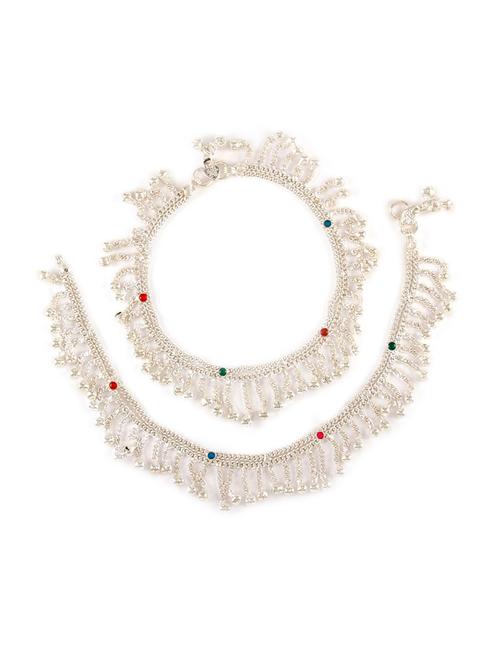 silver plated anklets and payal - 15273827 - Very Small Image - 1