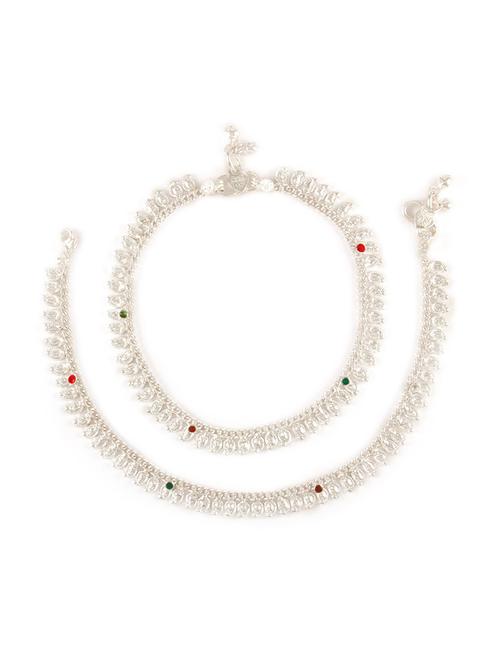 silver plated anklets and payal - 15273829 - Very Small Image - 1