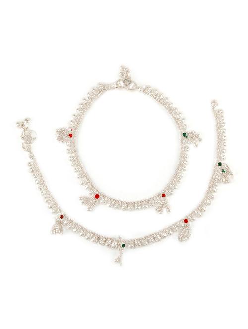 silver plated anklets and payal - 15273831 - Very Small Image - 1