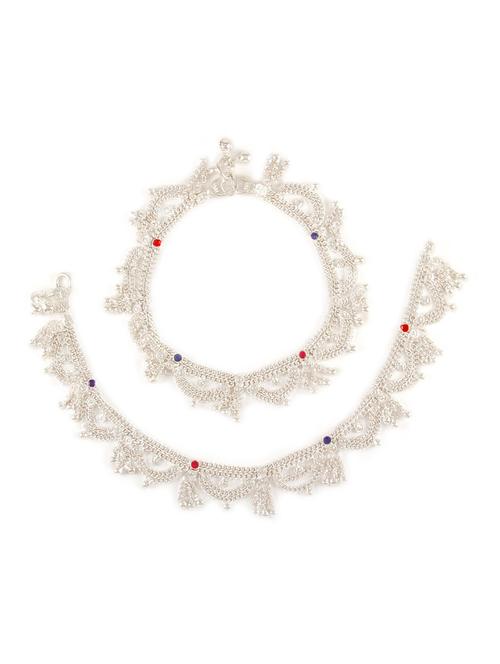 silver plated anklets and payal - 15273832 - Very Small Image - 1