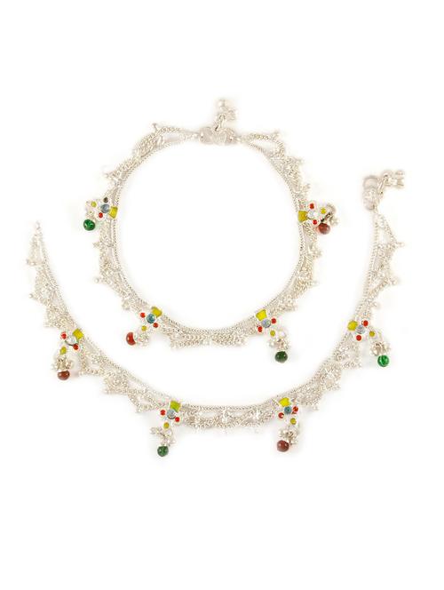 silver plated anklets and payal - 15273834 - Very Small Image - 1