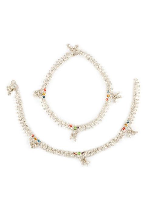 silver plated anklets and payal - 15273837 - Very Small Image - 1