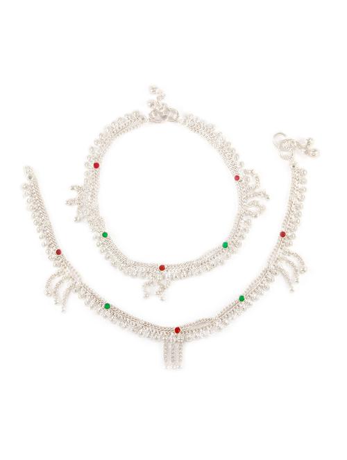 silver plated anklets and payal - 15273838 - Very Small Image - 1