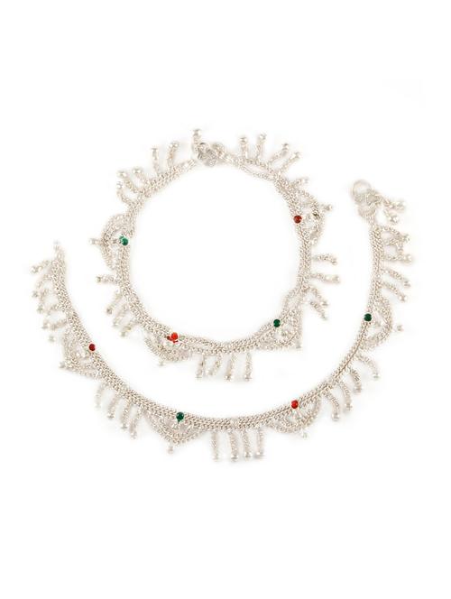 silver plated anklets and payal - 15273844 - Very Small Image - 1