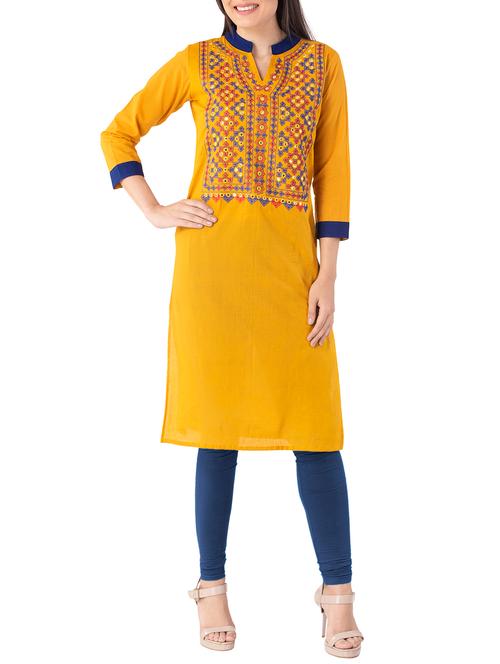 straight embroidered kurta - 15274148 - Very Small Image - 1