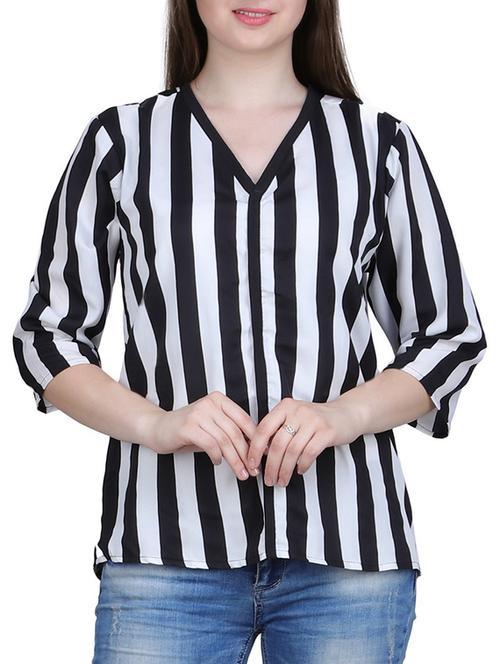 v neck striped top - 15274227 - Very Small Image - 1
