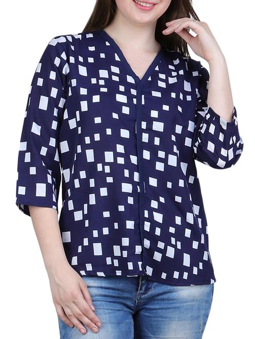 v neck printed top - 15274228 - Very Small Image - 1