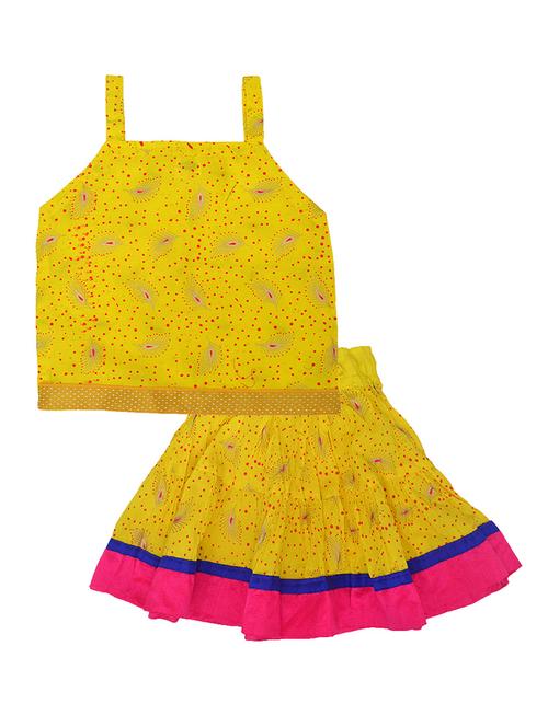 yellow cotton lehenga choli - 15275047 - Very Small Image - 1