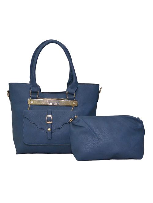 blue leatherette (pu) combo handbag - 15277515 - Very Small Image - 1