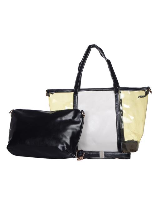 white leatherette (pu) combo handbag - 15277528 - Very Small Image - 1