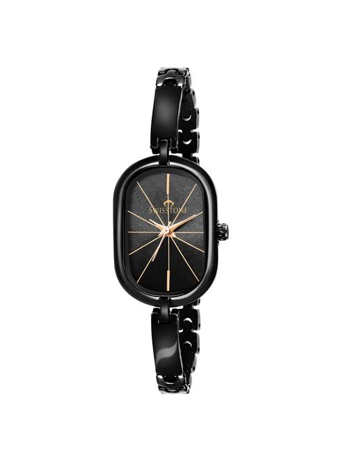 swisstone jewels133-blk etallic black bracelet wrist watch for women - 15277829 - Very Small Image - 1