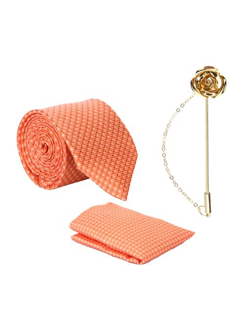 orange micro tie with brooch and pocket square - 15278056 - Very Small Image - 1