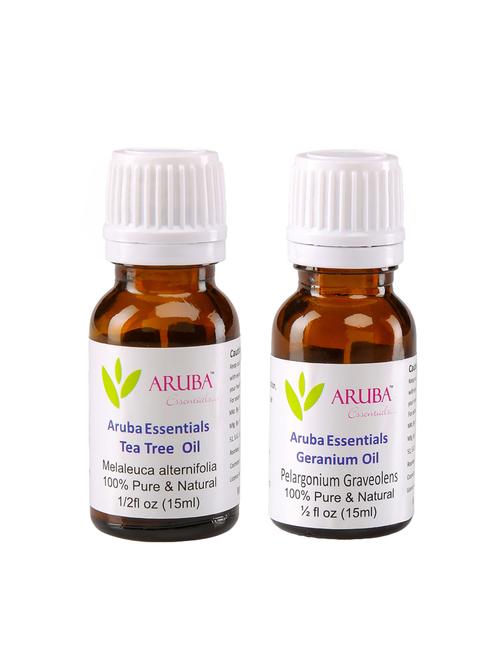 aruba essentials tea tree oil & geranium oil 100% undiluted combo of 15 ml each - 15278866 - Very Small Image - 1