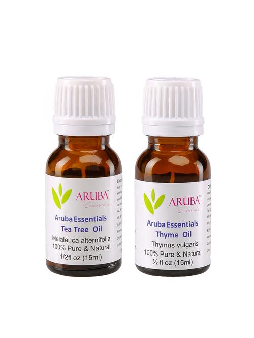 aruba essentials tea tree oil & thyme oil 100% undiluted combo of 15 ml each - 15278872 - Very Small Image - 1