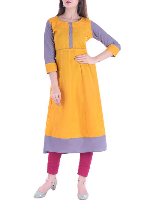 anarkali color block kurta - 15279220 - Very Small Image - 1