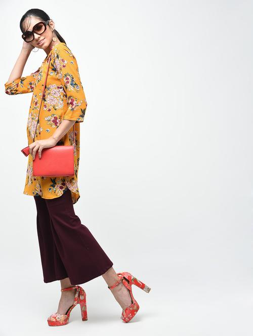 floral mandarin collar tunic - 15279242 - Very Small Image - 1