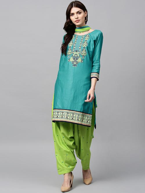 embroidered unstitched patiyala suit - 15279295 - Very Small Image - 1
