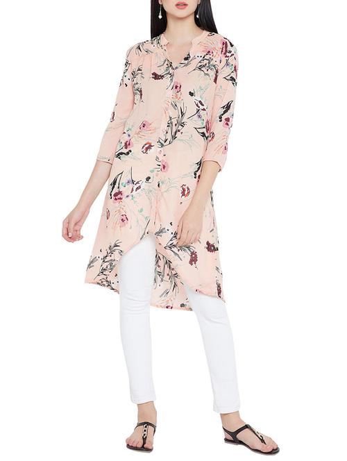 floral shirt high-low tunic - 15280886 - Very Small Image - 1