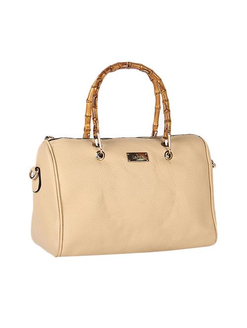 beige leatherette (pu) handbag - 15281628 - Very Small Image - 1