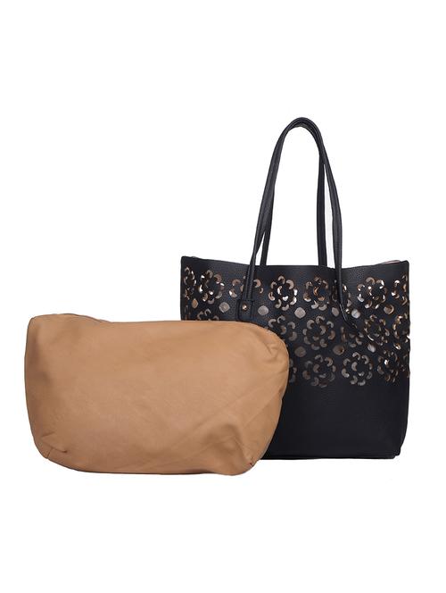 black leatherette (pu) combo handbag - 15281635 - Very Small Image - 1