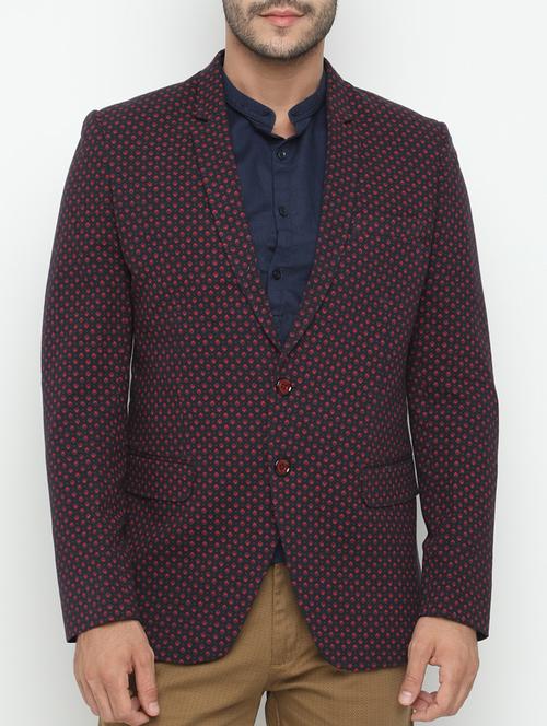 navy blue cotton casual blazer - 15282049 - Very Small Image - 1