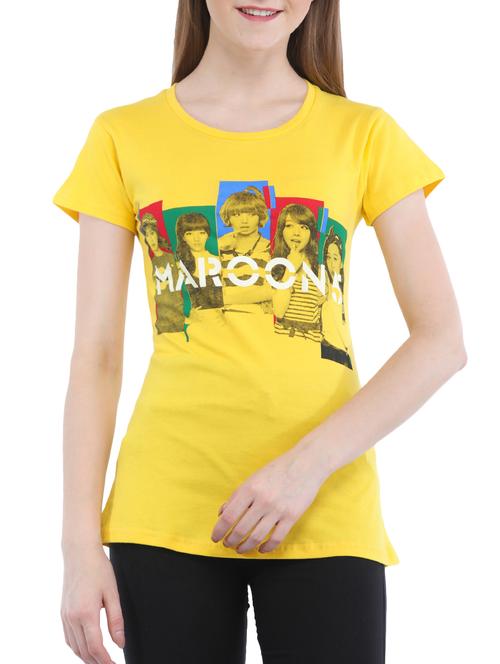 yellow cotton graphic printed tee - 15283527 - Very Small Image - 1