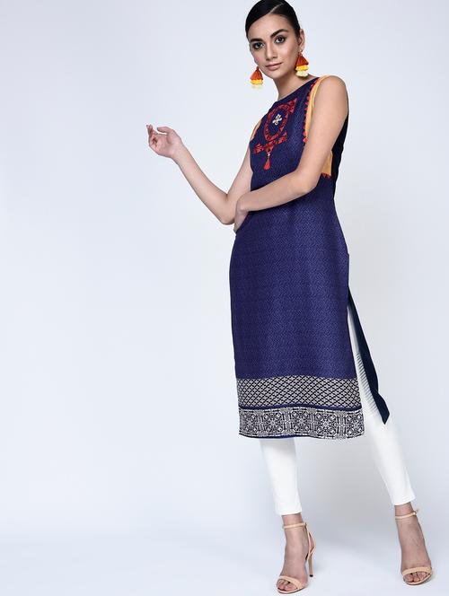 indigo straight kurta - 15283710 - Very Small Image - 1
